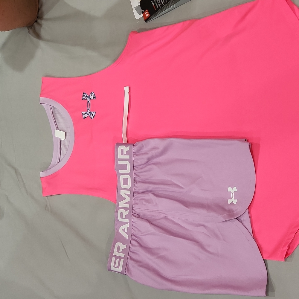 Under Armour Pink & Lavender Girls Athletic Tank